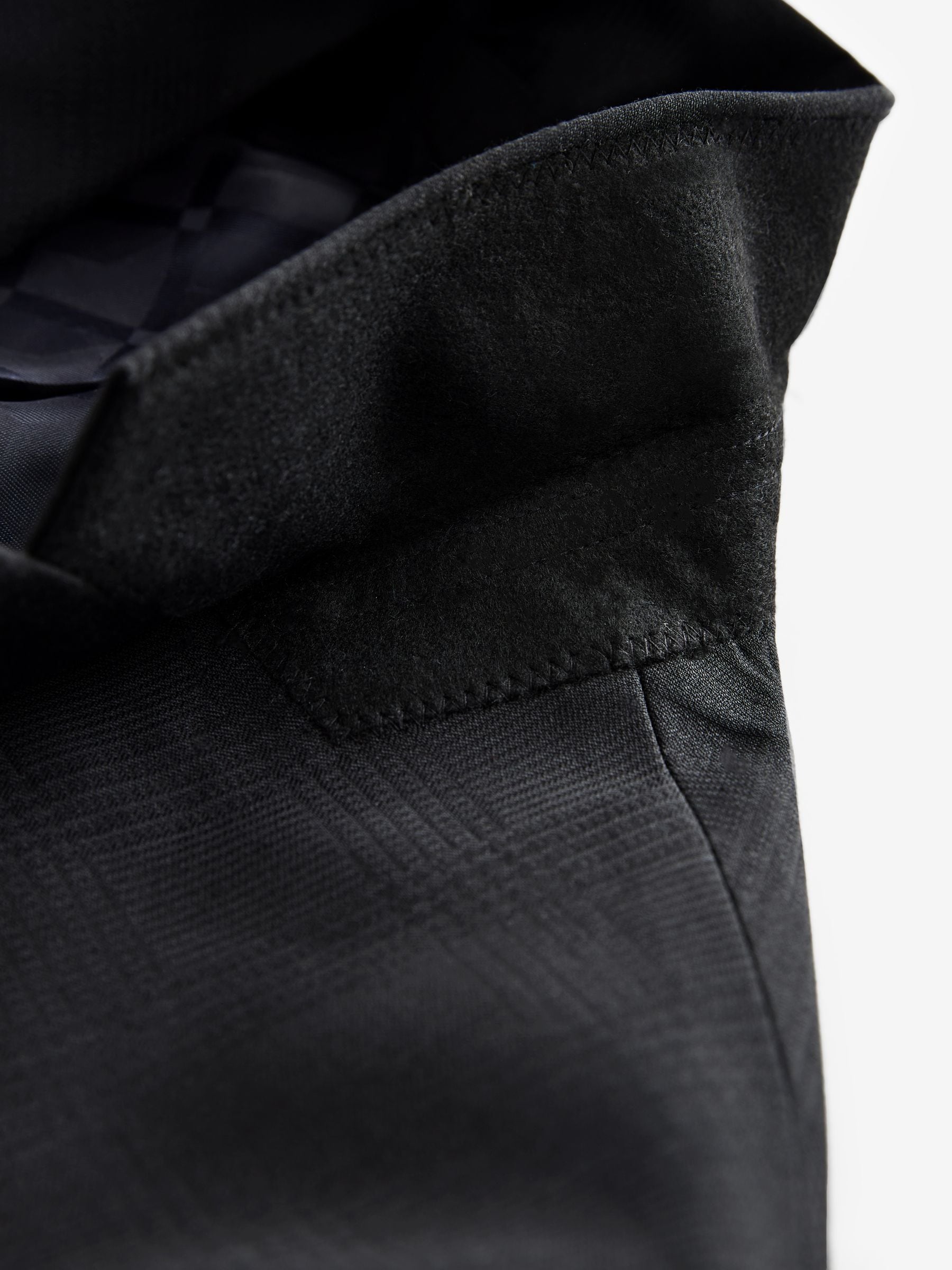 Zwart - Signature Marzotto 100% Italian Wool Check Tuxedo Suit Jacket