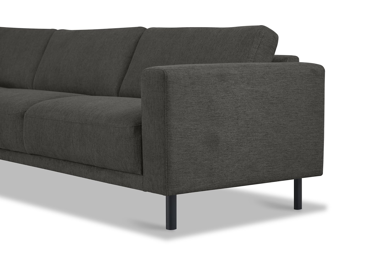 Portland hjørnesofa 23 Tekstil Brego 18 Antrasitt med sorte ben
