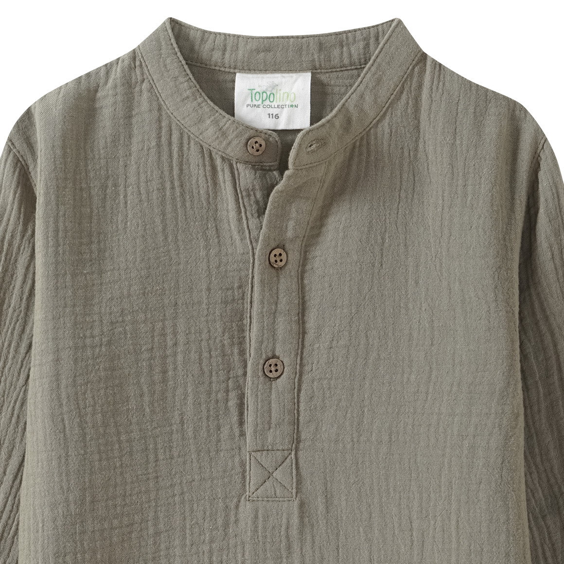 Topolino Pure Collection Jungen Hemd aus Musselin oliv