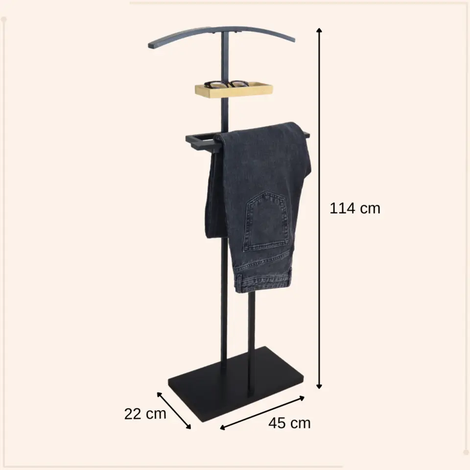 MISOU Dressboy Kledingstandaard Kledinghouder Zwart 114 cm Bamboe en metaal