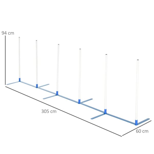 Hundeslalåmstaver Agilitytrening For Kjæledyr Hundetreningssett Inkludert 600D Veske Polyester Plast Hvit + Blå 305 X 60 X 94 Cm