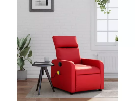 Fauteuil massant inclinable rouge similicuir