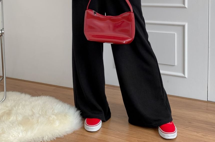 Chubby Girl - Set: Effen top met lange mouwen en losse pasvorm + Effen broek met elastische taille