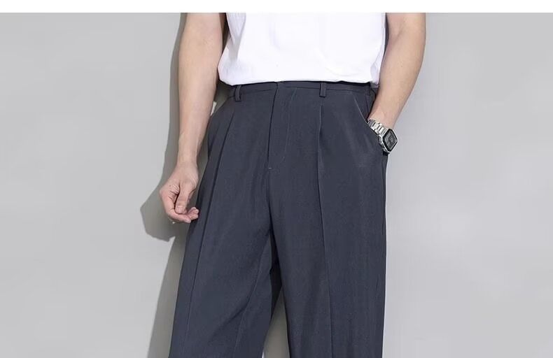 Cowpow - Mid Rise Plain Loose Fit Dress Pants