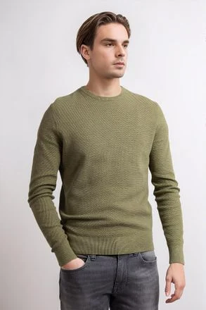 Suitable Trui Structure Slub Olijfgroen PU-O-SLUB-25.03 FCD 32039 olive kopen