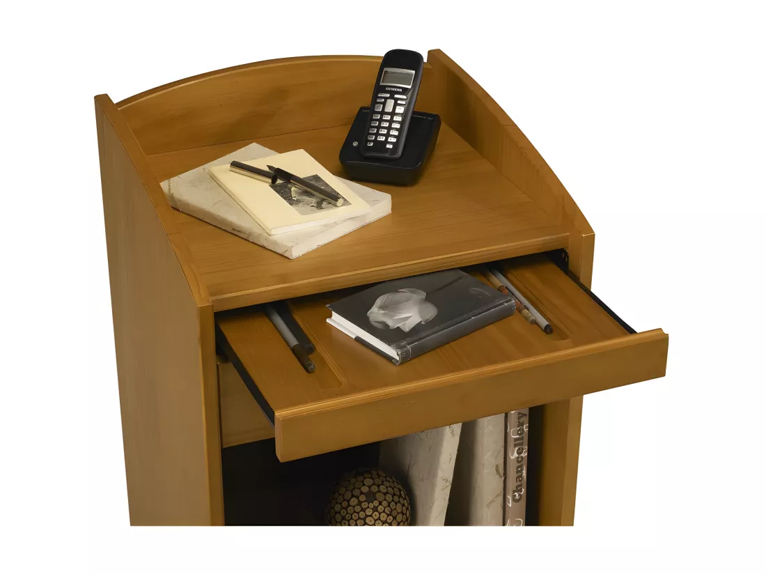 Meuble d'Entrée Téléphone Pin Miel 3 Tiroirs 1 Niche L 47 H 82 P 42.5 cm