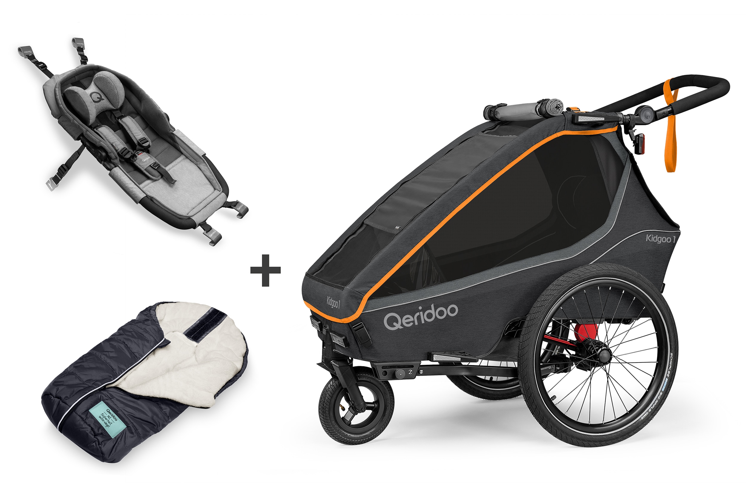 Qeridoo Fahrradanhänger Kidgoo 1 Fidlock Edition Baby Winter Set