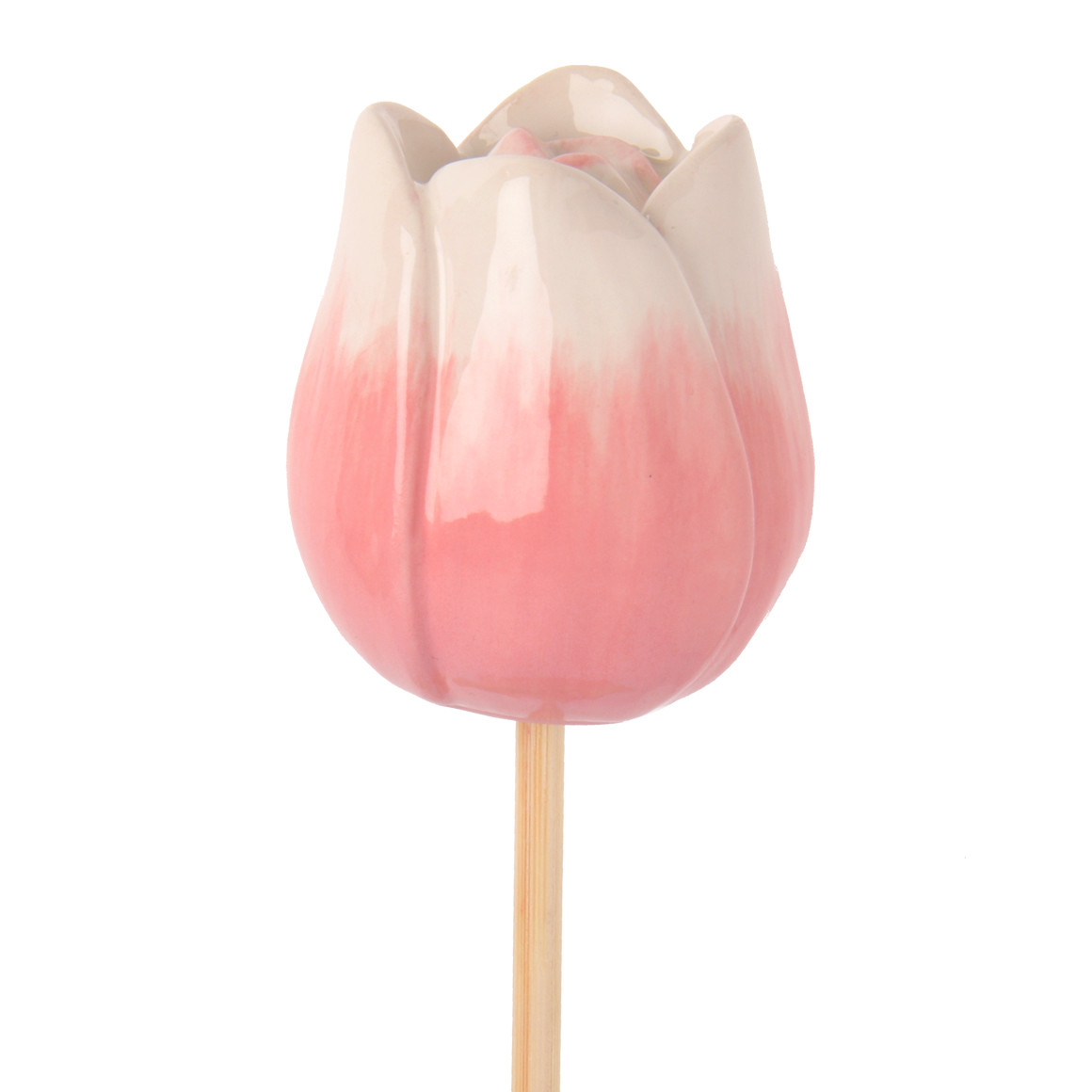 My Home Deko-Aufsteller Tulpe mit Keramik-Blüte hellrosa / weiss