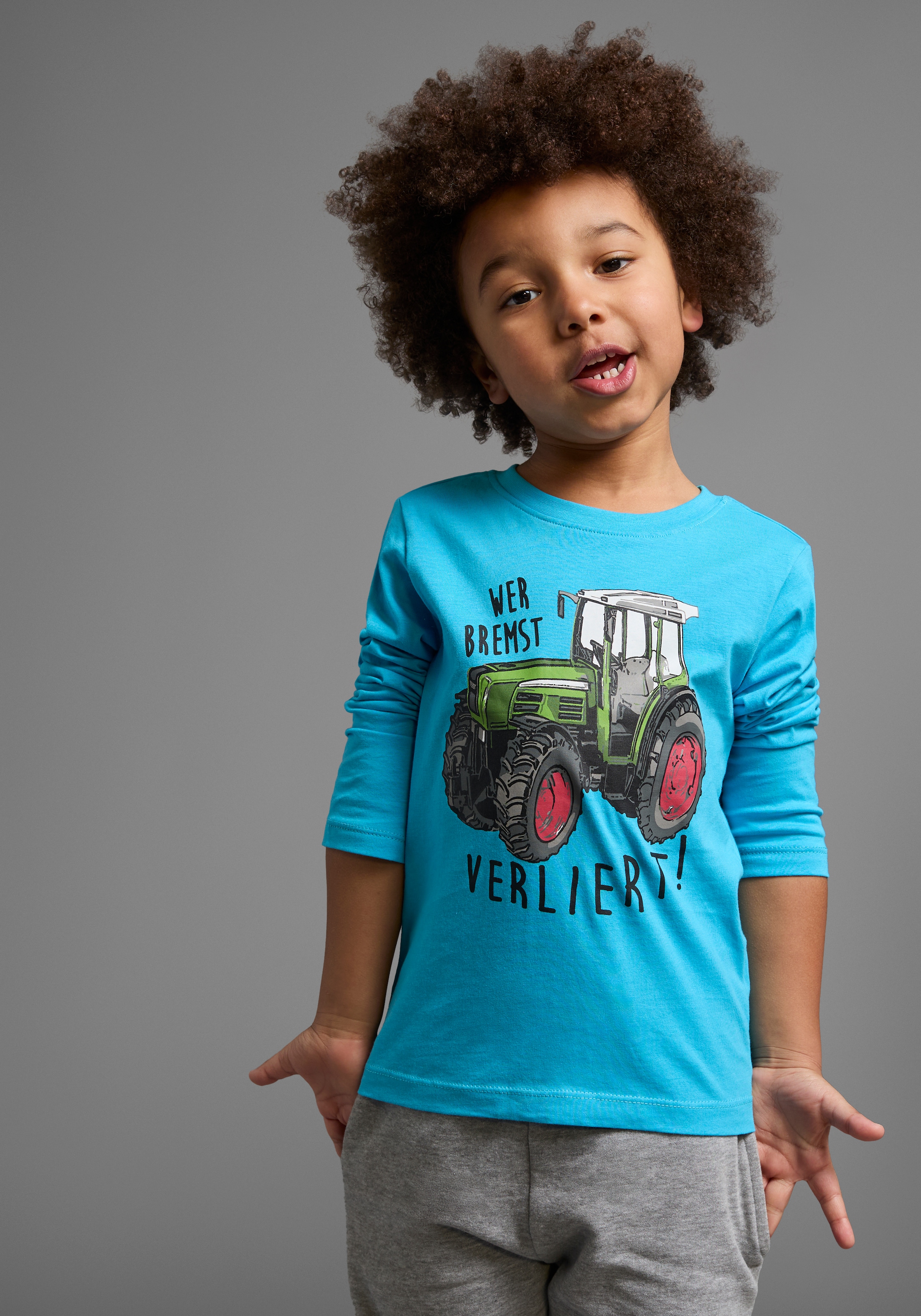 KIDSWORLD Langarmshirt »Traktoren« Packung, 2, 2 Stk. Langarm,  Basic-Passform,  bedruckt