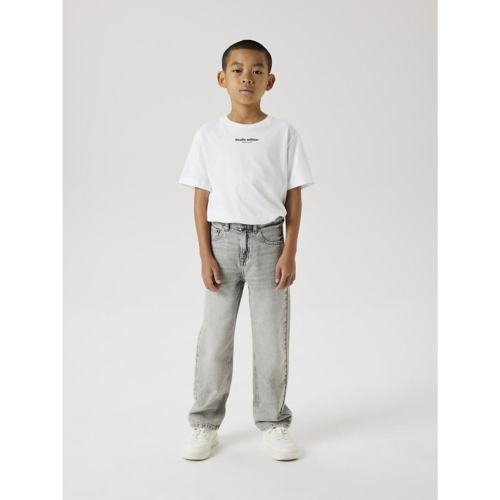 Køb Name It Light Grey Denim Ryan Straight Jeans Noos