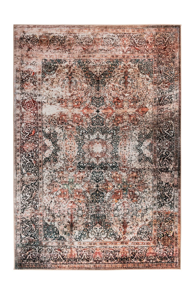 Laagpolig vloerkleed Rhombique Beige Vintage design, used look, oosters 80 x 150 cm