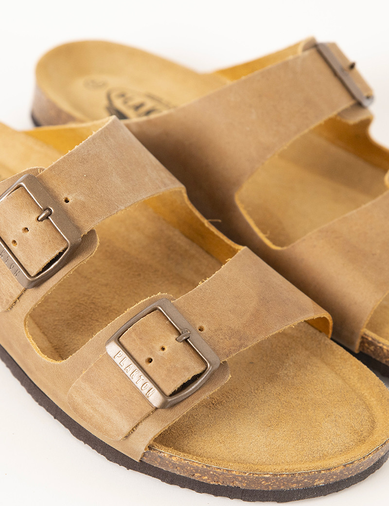 PLAKTON MULES HOMME DOUBLE BRIDE BEIGE