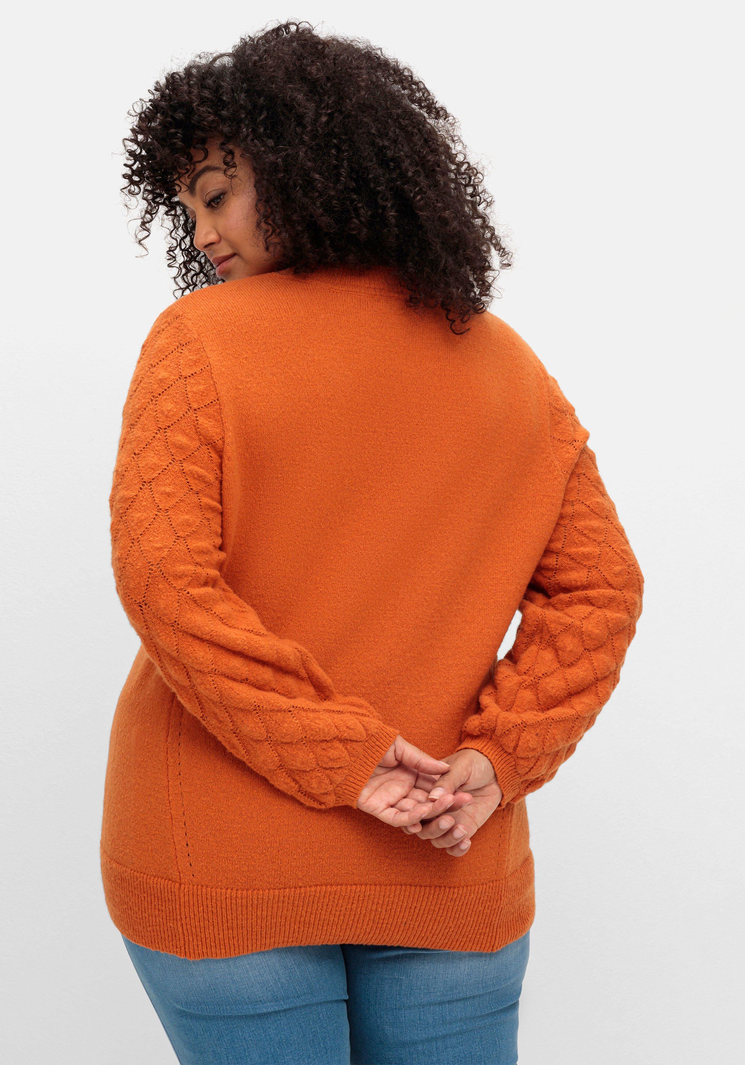 Pullover mit Rauten- und Ajourmuster