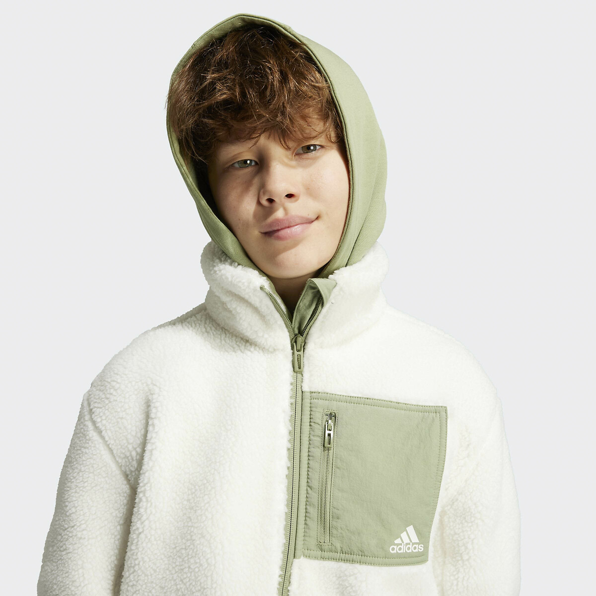 ADIDAS ROUPAS ESPORTIVAS<br>Colete em sherpa com capuz