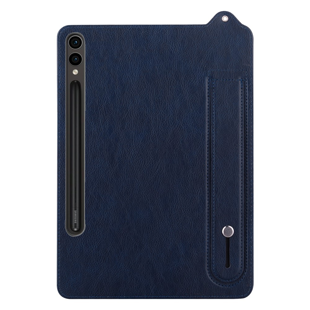 Samsung Galaxy Tab S11 Ultra Leder Hülle mit Handschlaufe - Blau