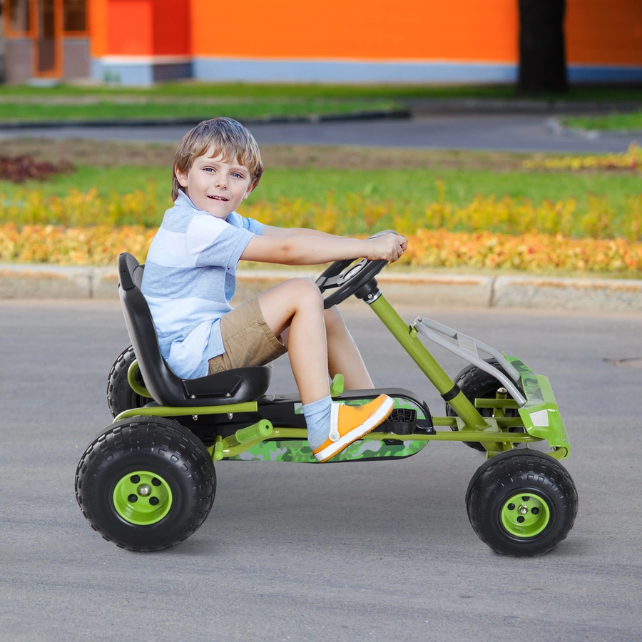 HOMCOM Tretauto mit Handbremse grün