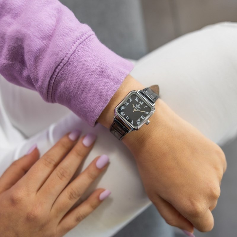 Coffret montre Femme M. JOHN bracelet Cuir Noir