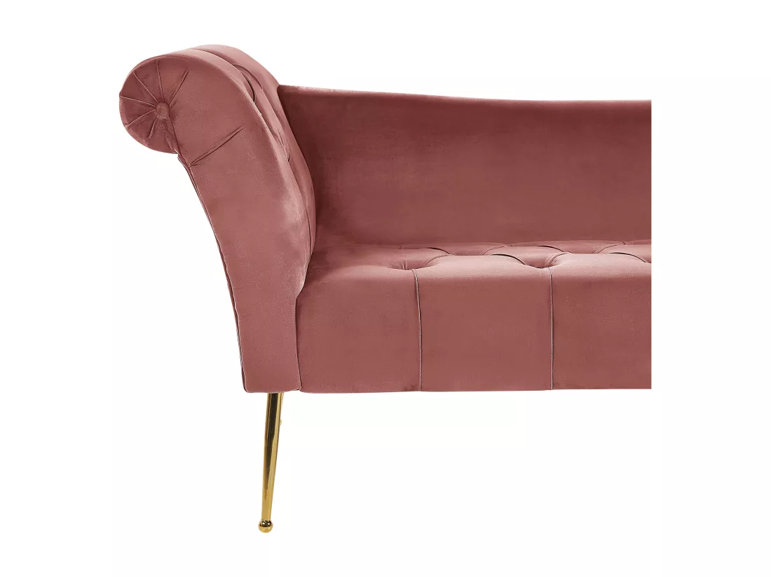 Chaise longue en velours rose NANTILLY
