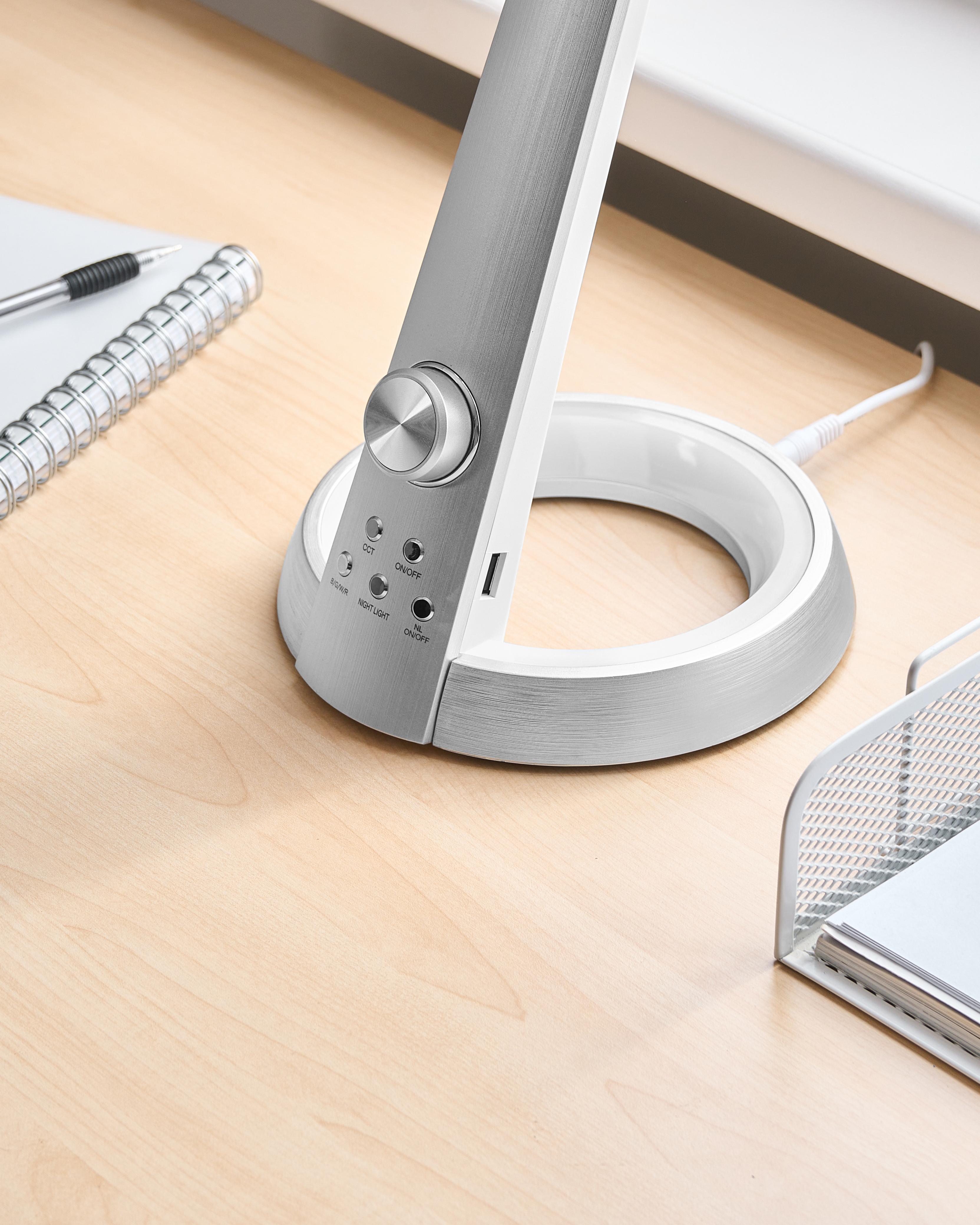 LED bureaulamp CANOPUS met USB-poort Zilver