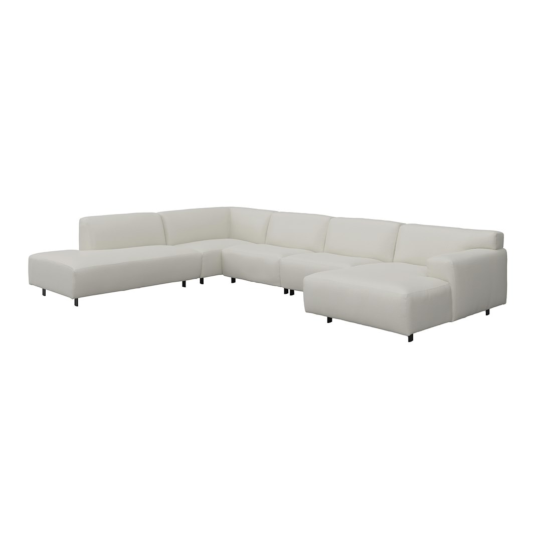 Vesta U-sofa Sjeselong høyre, 3-seter og åpen ende venstre. Big hjørnemodul, Tekstil Cortina White, sort metallben 10 cm, Comfort CM