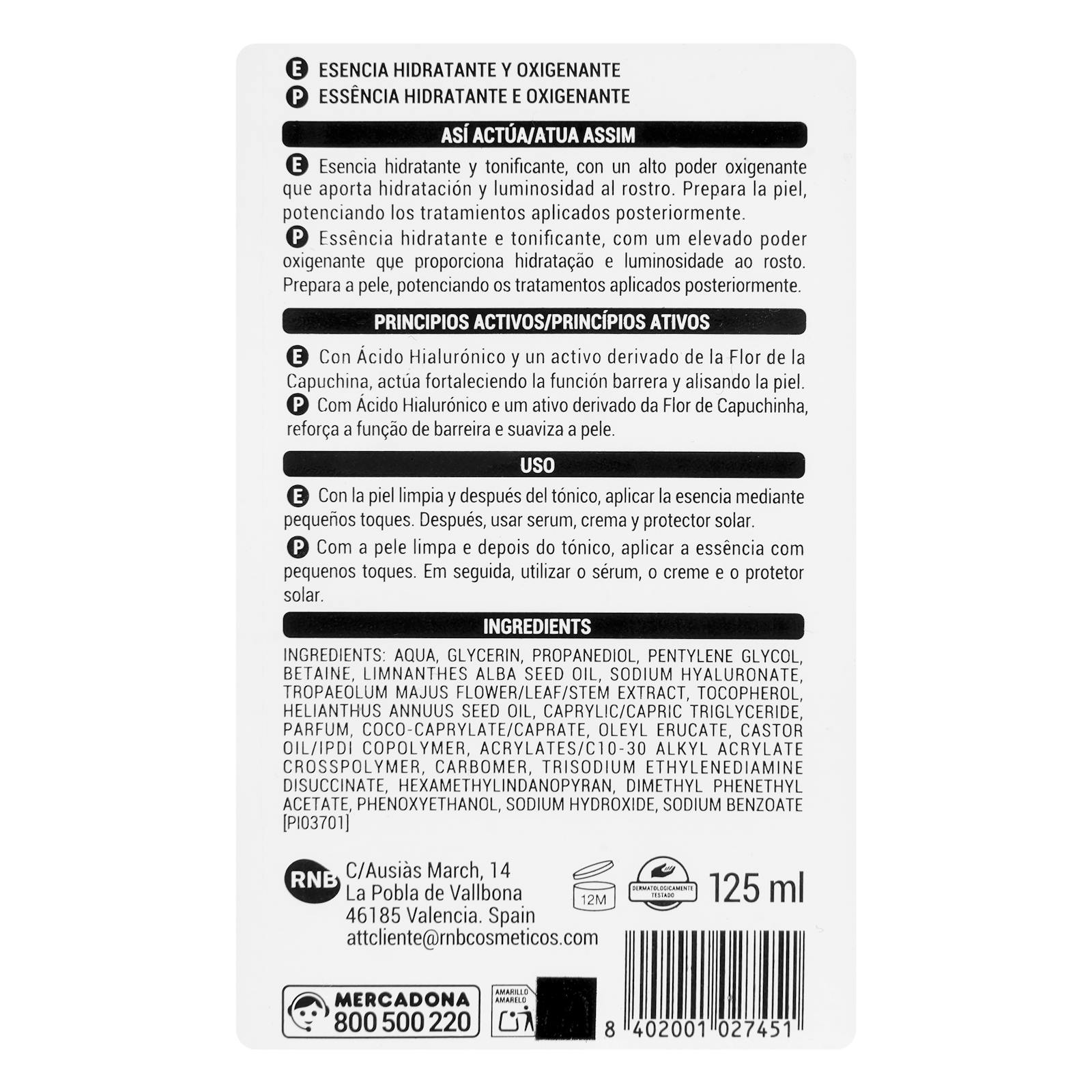 Essence visage hydratante et oxygénante Prevent Age Skin Deliplus