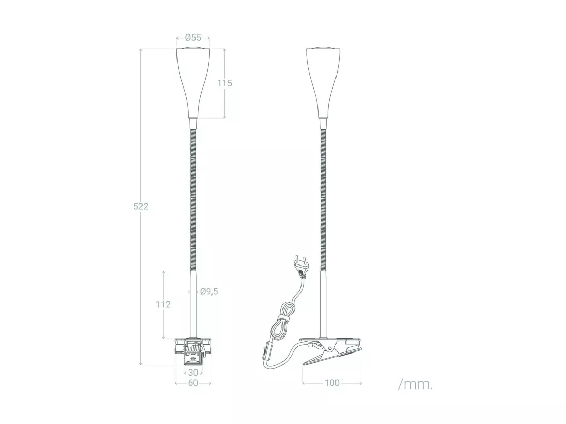 Lampe de Bureau Flex Métal Dandy avec Pince Noir
