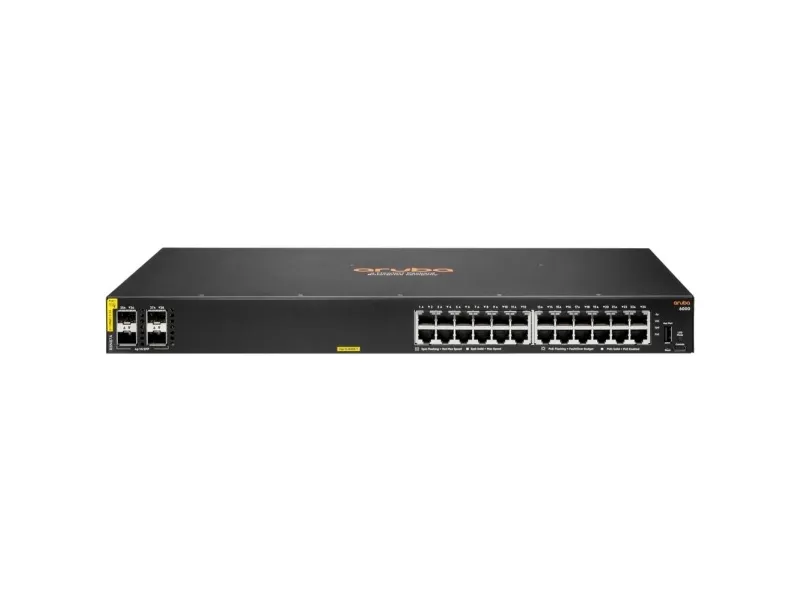 HPE Aruba 6000 24G Class4 PoE 4SFP 370W Switch - Switch - Administreret - 24 x 10/100/1000 (PoE )   4 x Gigabit SFP - side til side-luftstrøm - monterbar på stativ - PoE (370 W)