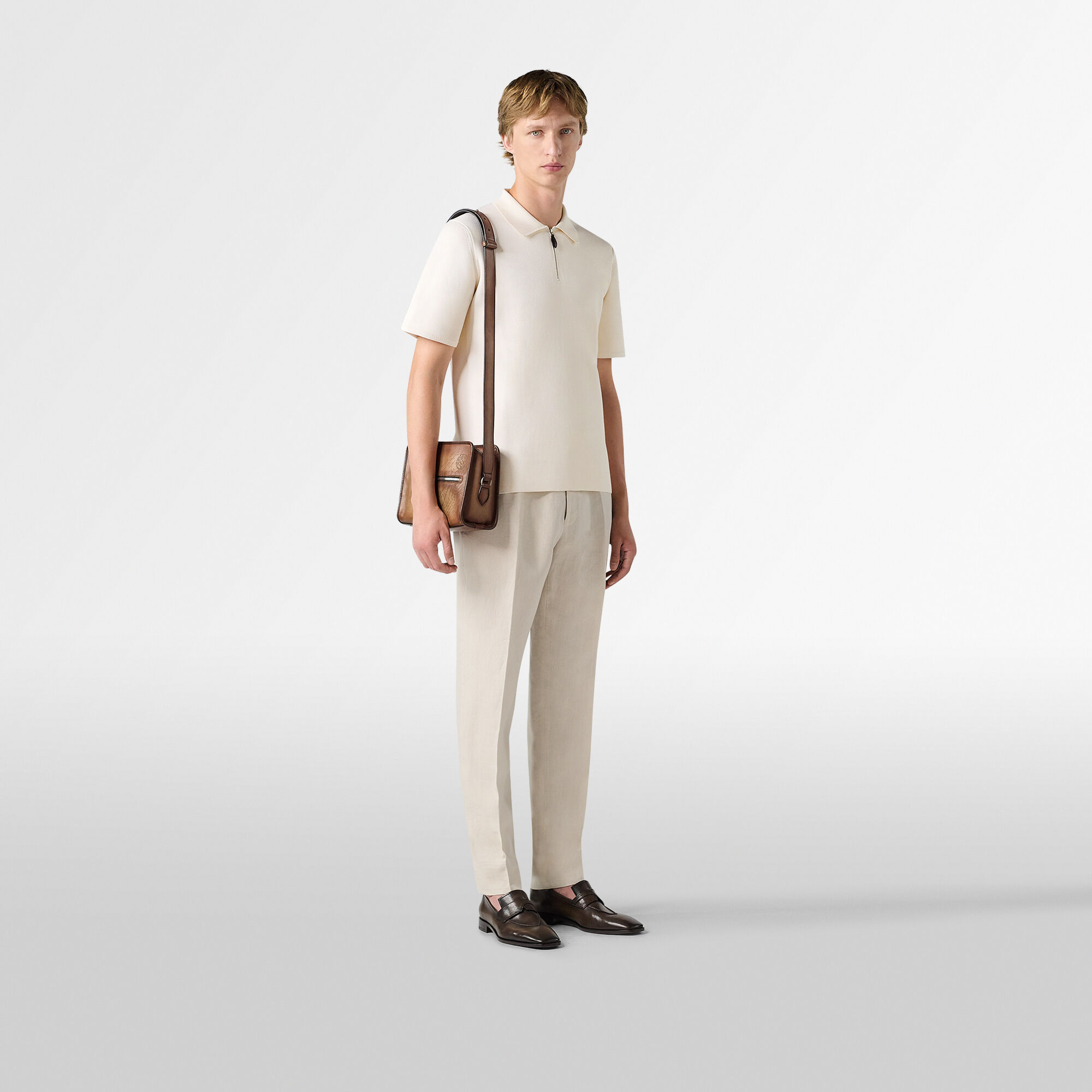 Polo En Coton Et Soie Zippe