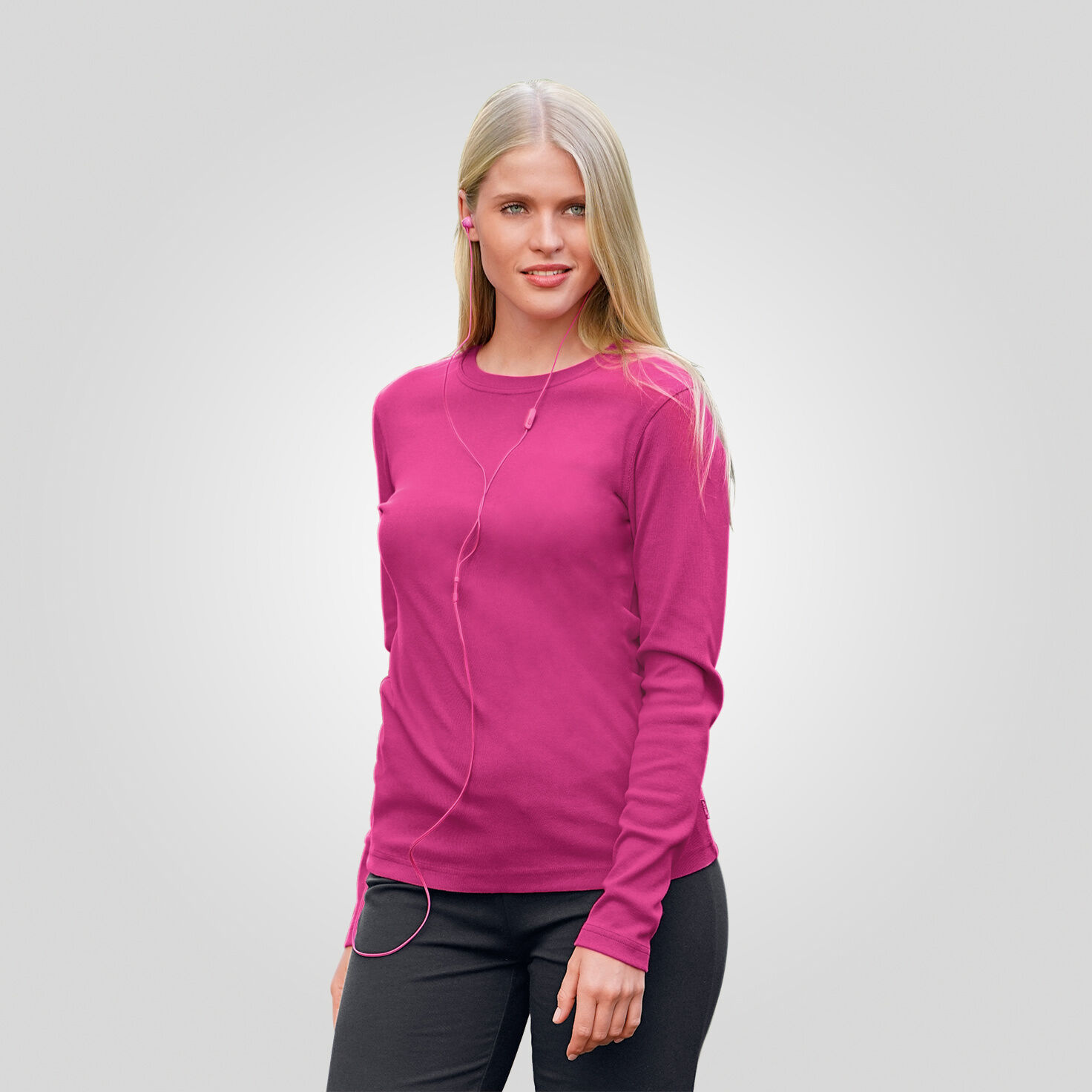 Rundhals-Shirt langarm