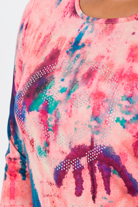 T-Shirt, Straight Fit, Smiley, Batik-Muster