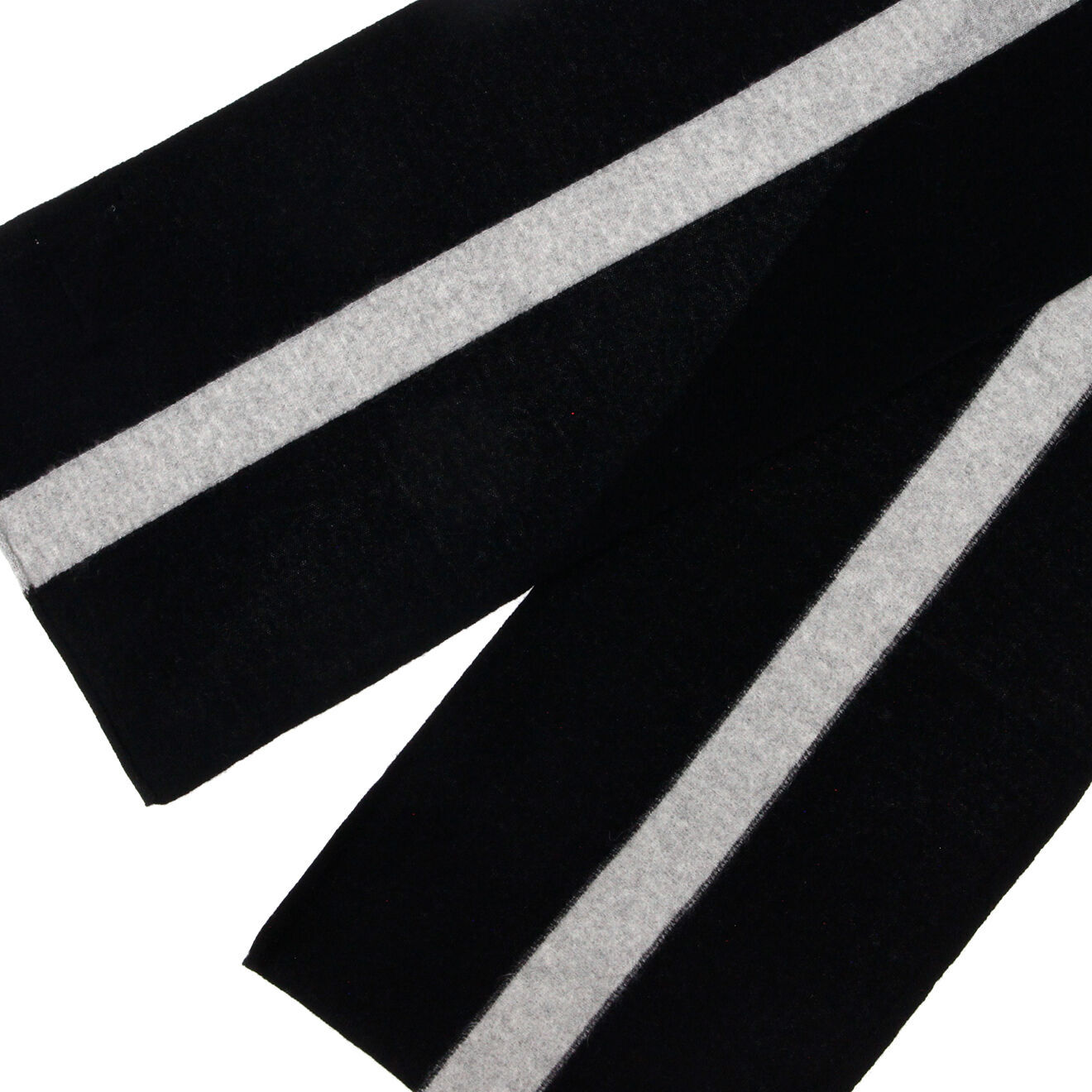 Miss Cashmere Echarpe 100% Cachemire bicolore noir/gris chiné clair 192x28 cm