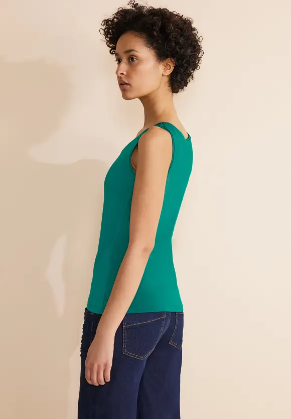 Basic Top in Unifarbe - intense aqua