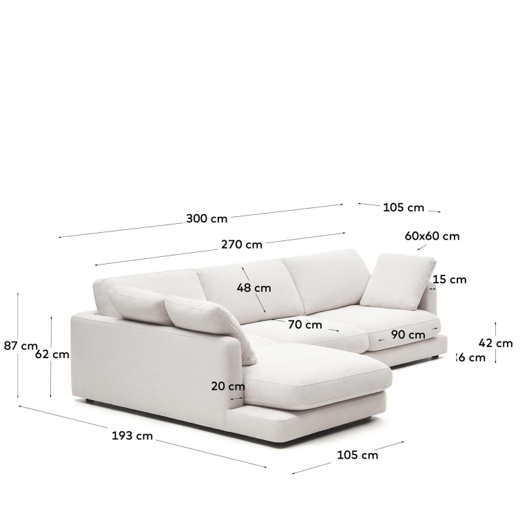 Kave Home Gala 4-zits bank met chaise longue links wit