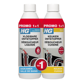 HG Vloeibare ontstopper 500 ml   Gratis HG Keukenontstopper 500 ml