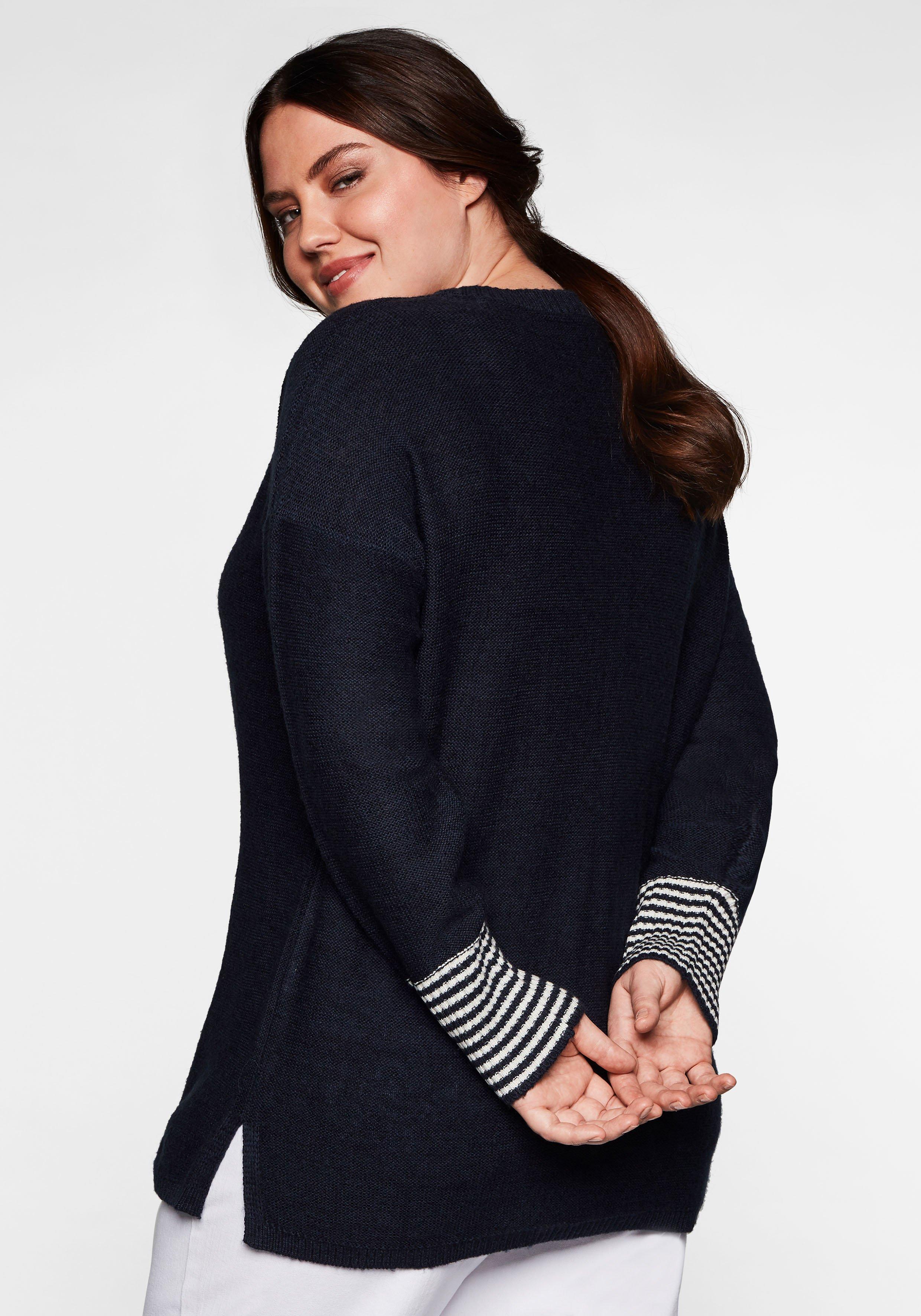 Pullover mit geringeltem Ärmelbündchen