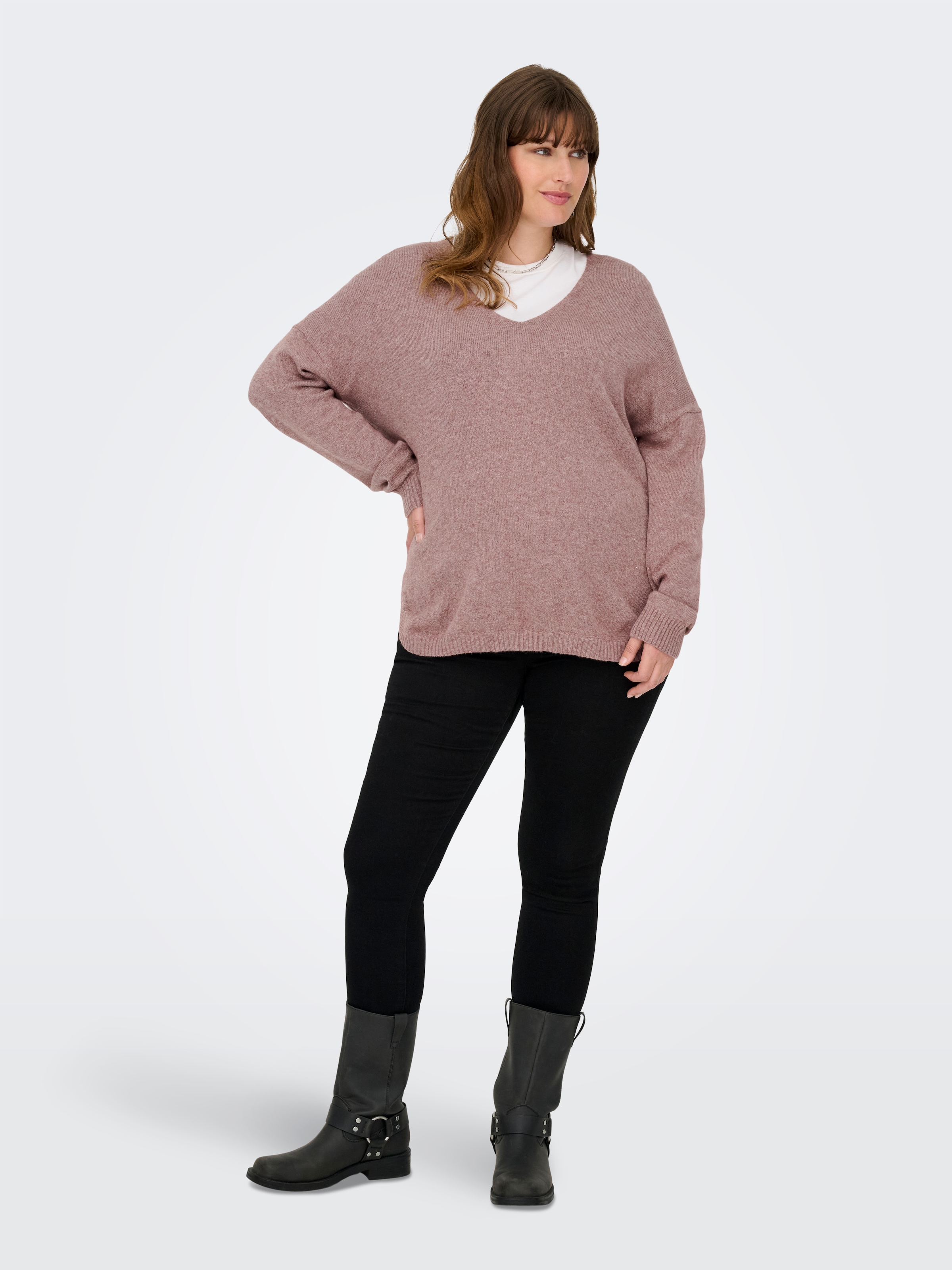 ONLY CARMAKOMA V-Ausschnitt-Pullover »CARMARGARETA LS PULLOVER KNT NOOS«
