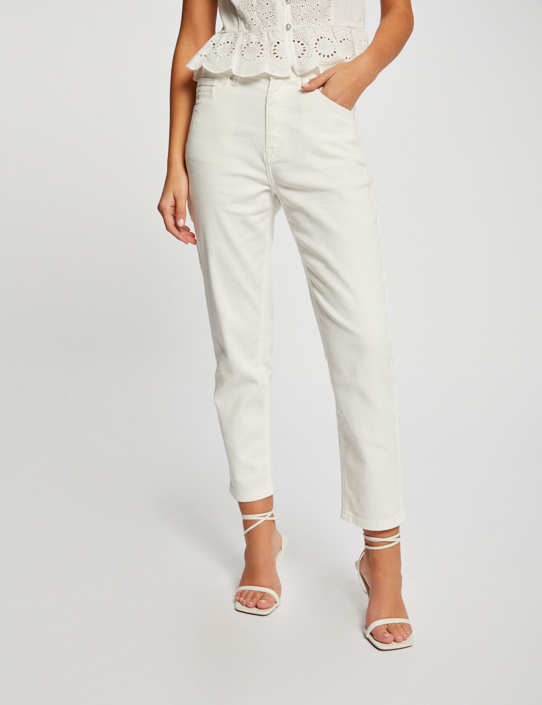Pantalon droit blanc femme - blanc