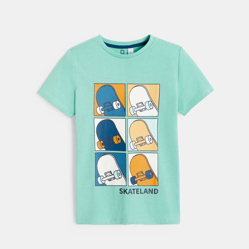 T-shirt motif skate vert garçon