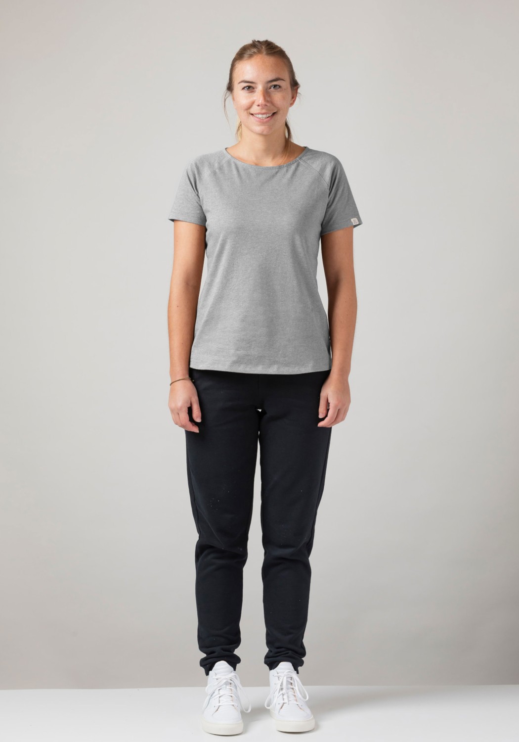 WE ARE ZRCL Damen Raglan T-Shirt Basic Melange Stone Grey