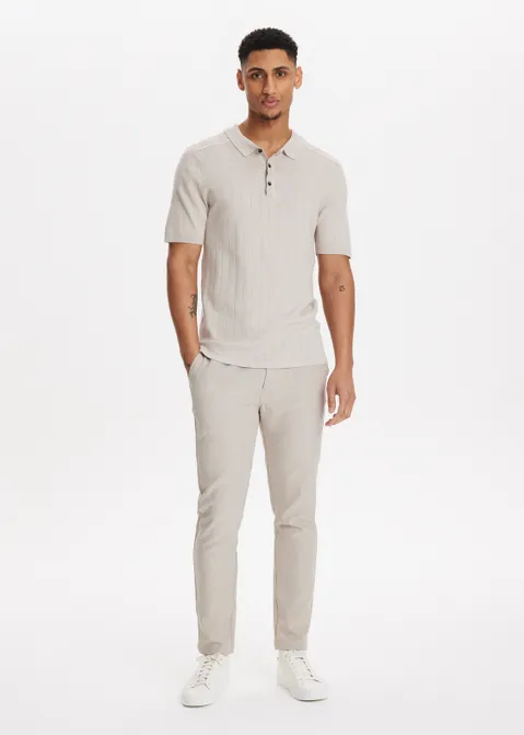 Pantalon met gemêleerde look zand (ZAND)