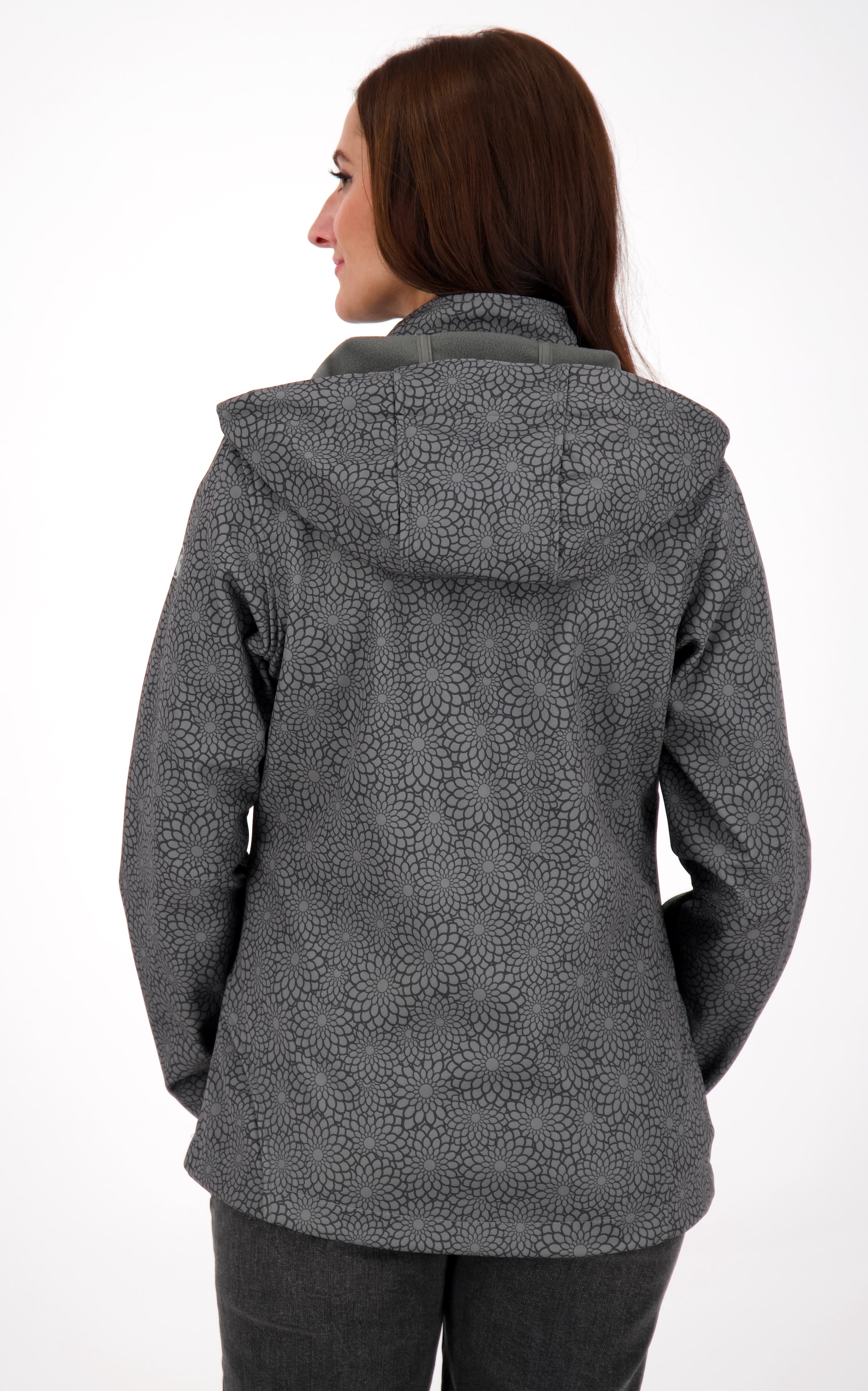 DEPROC Active Softshelljacke »SHELBY PEAK DC« leichte Softshelljacke mit All-Over-Print und abnehmbarer Kapuze