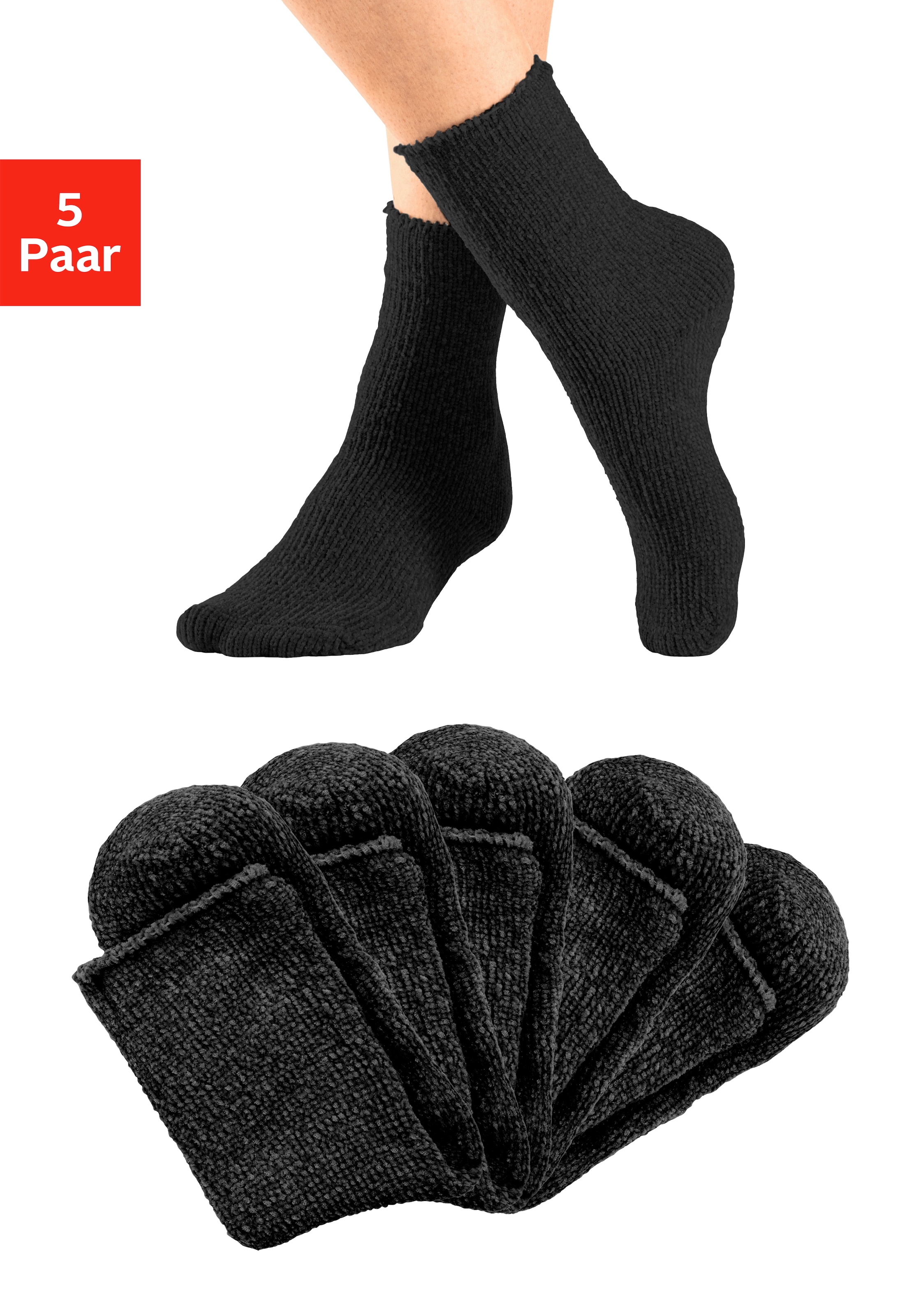 Lavana Kuschelsocken Packung, 5 Stk. tlg. ideal als Bettsocken