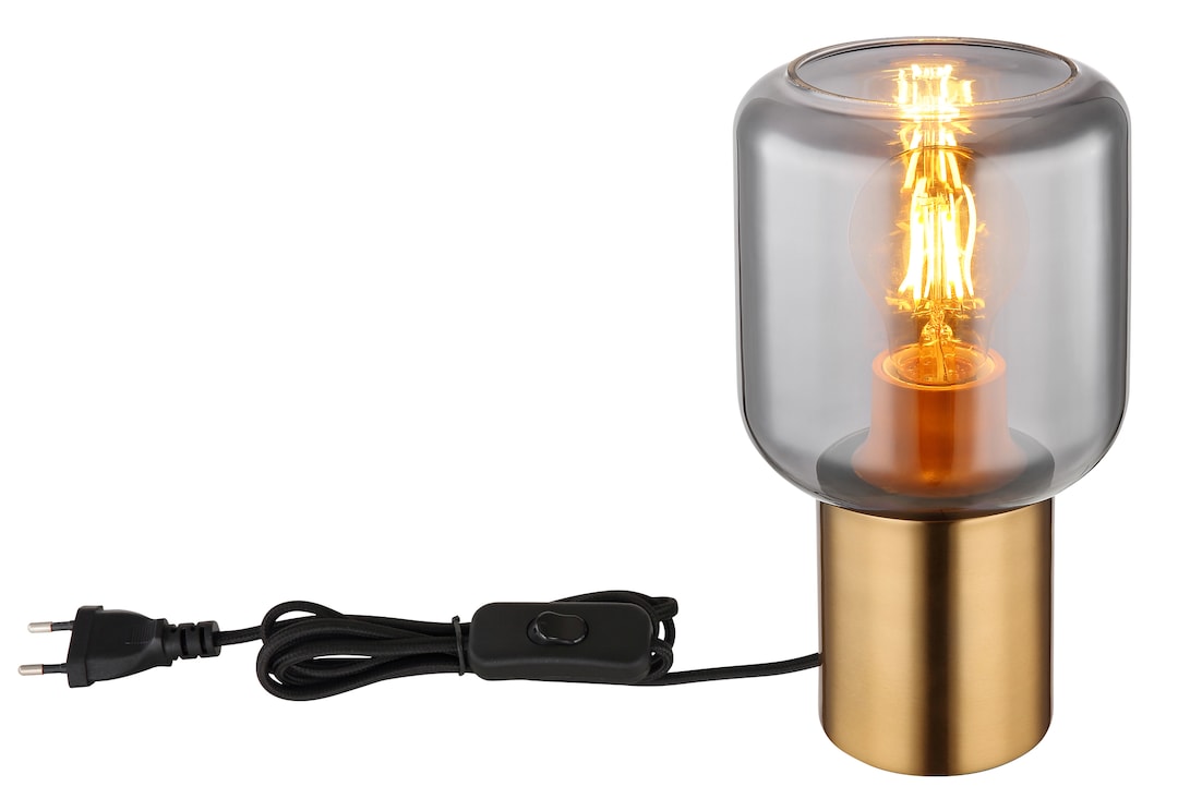 GLOBO Retrofit Tischlampe NINJO messingfarbig /rauchfarbig