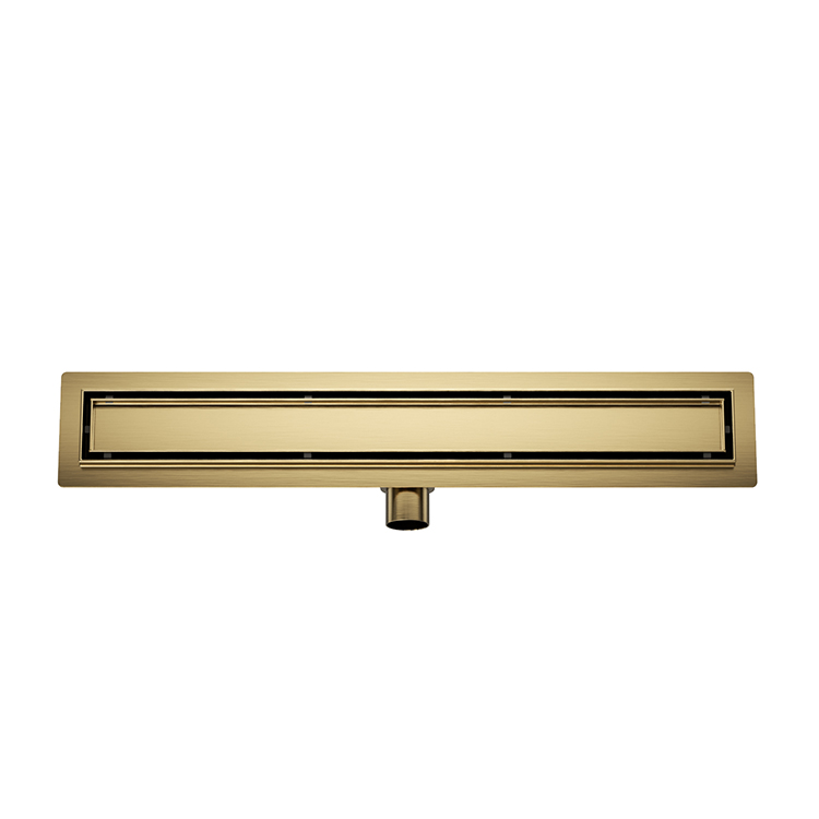 Mueller Gold douchegoot met tegelrooster en flens 70x7cm geborsteld messing