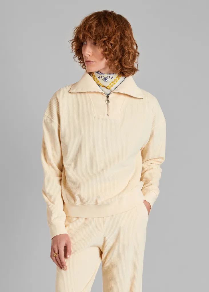 Sweatshirt col camionneur velours côtelé L'Exception Paris