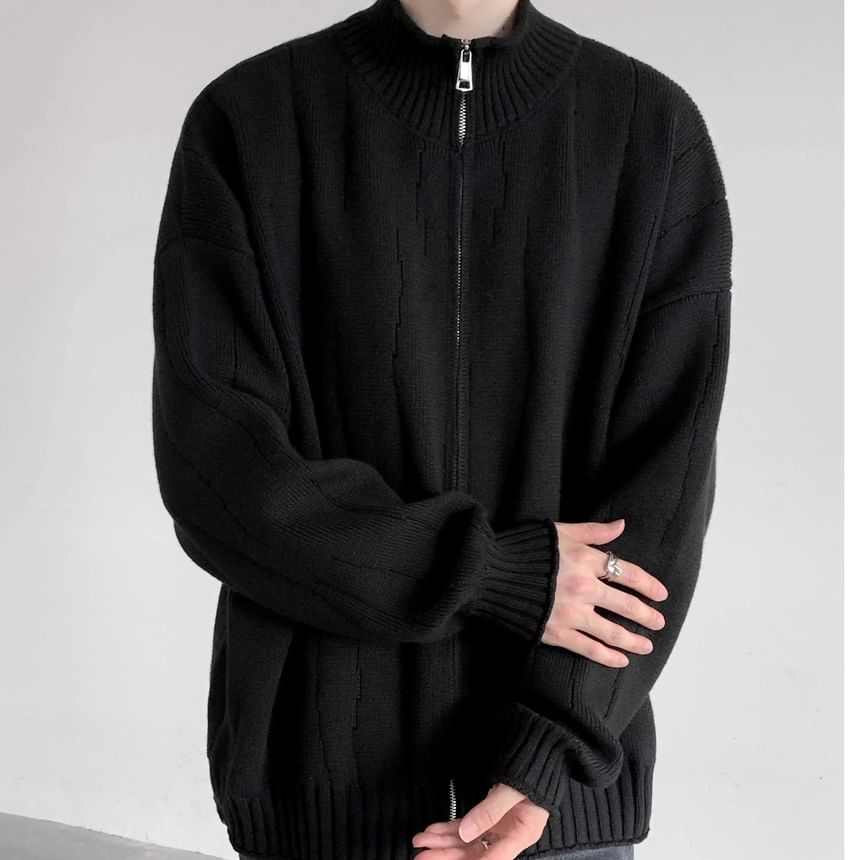 Real Boy - Effen cardigan met opstaande kraag en rits
