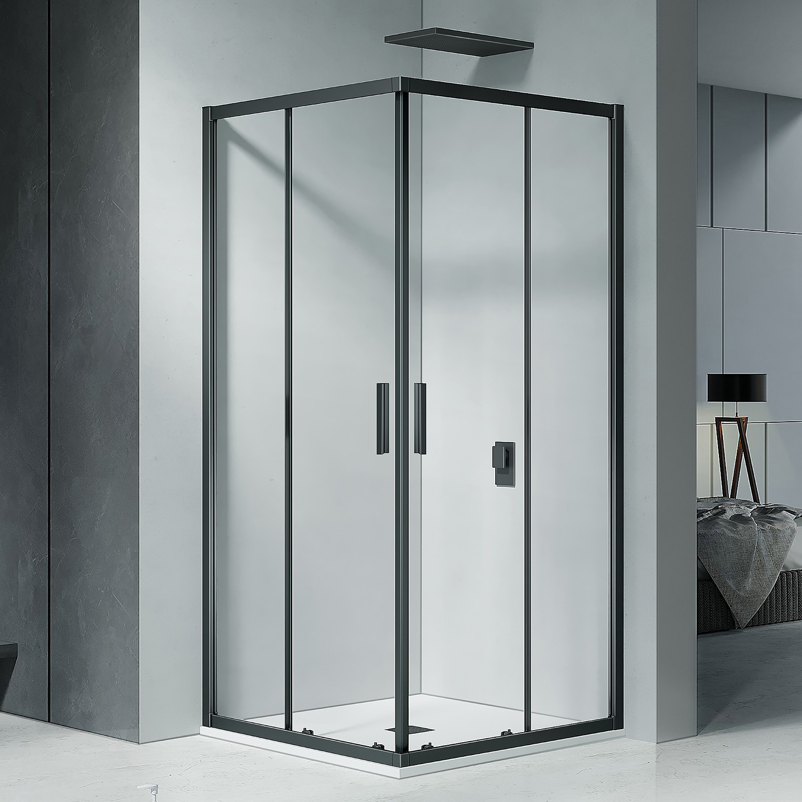 Riho Hamar R207 douchecabine 80x80cm zwart mat