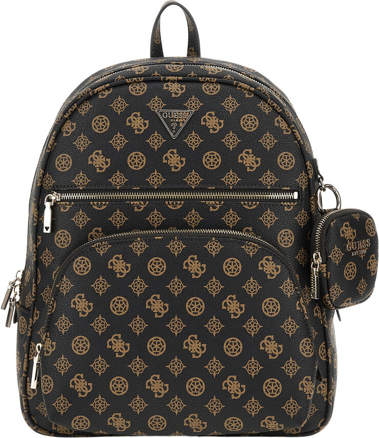 GUESS POWER PLAY LARGE TECH BACKPACK Mocha logo
