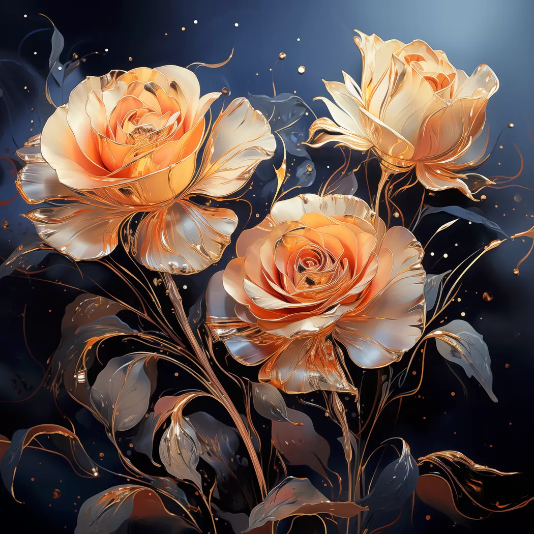 Glasbild 20 x 20 cm Dark Roses I