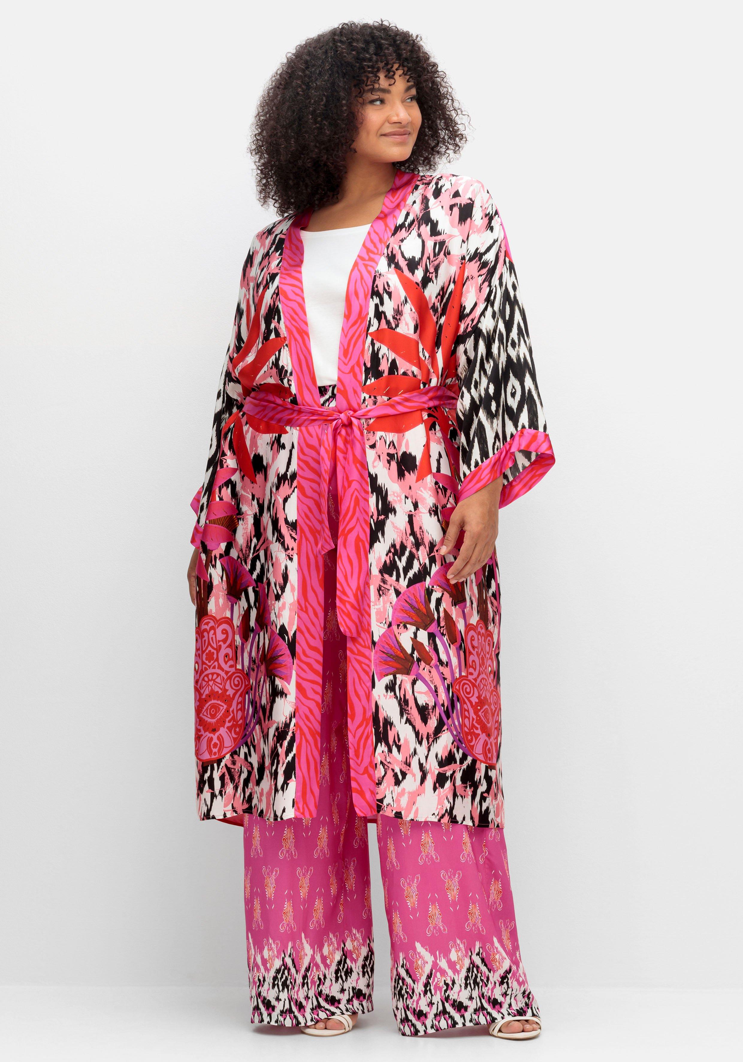 Kimono im Mustermix, aus Viskose-Satin